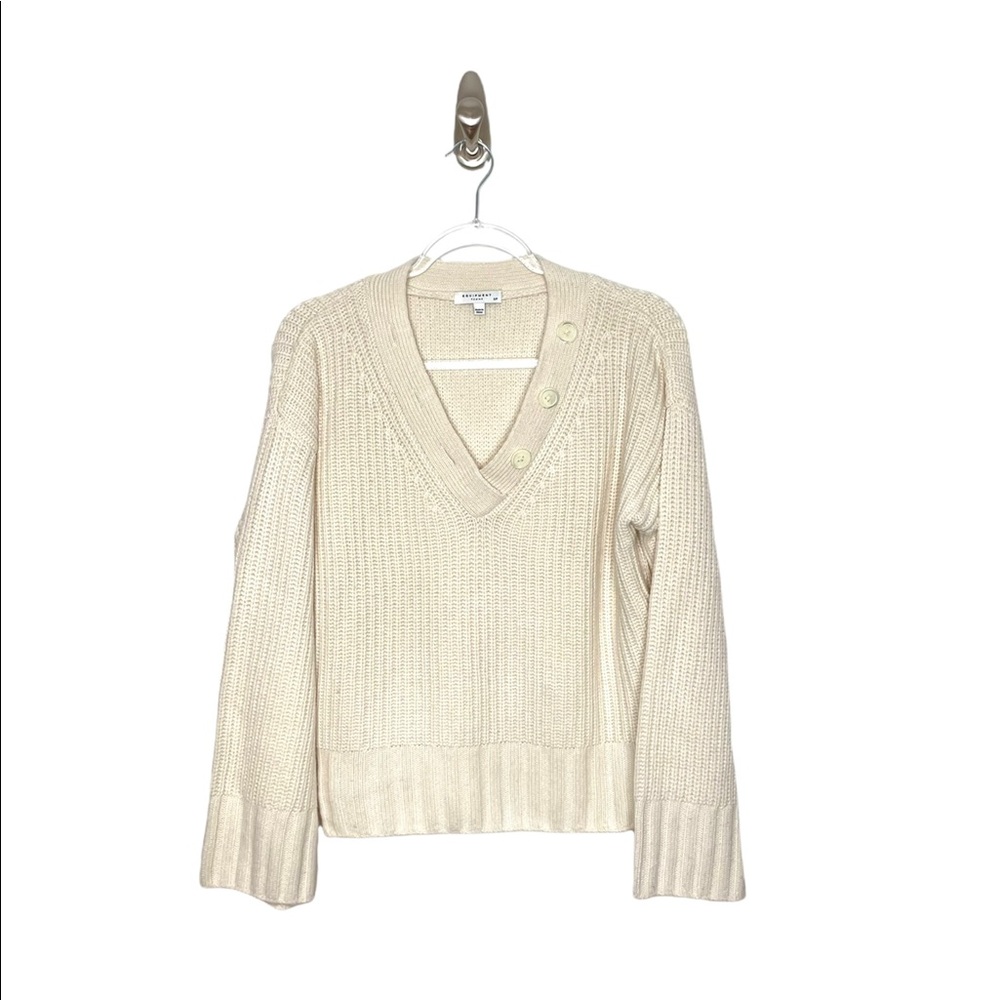 Equipment | Nigel Ivory Button Sweater Wool Cashmere Small